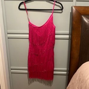 Hot pink fringe dress